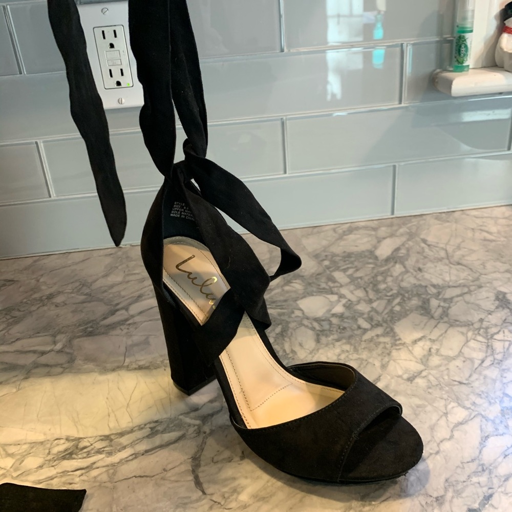 Black lace up Lulu’s heels